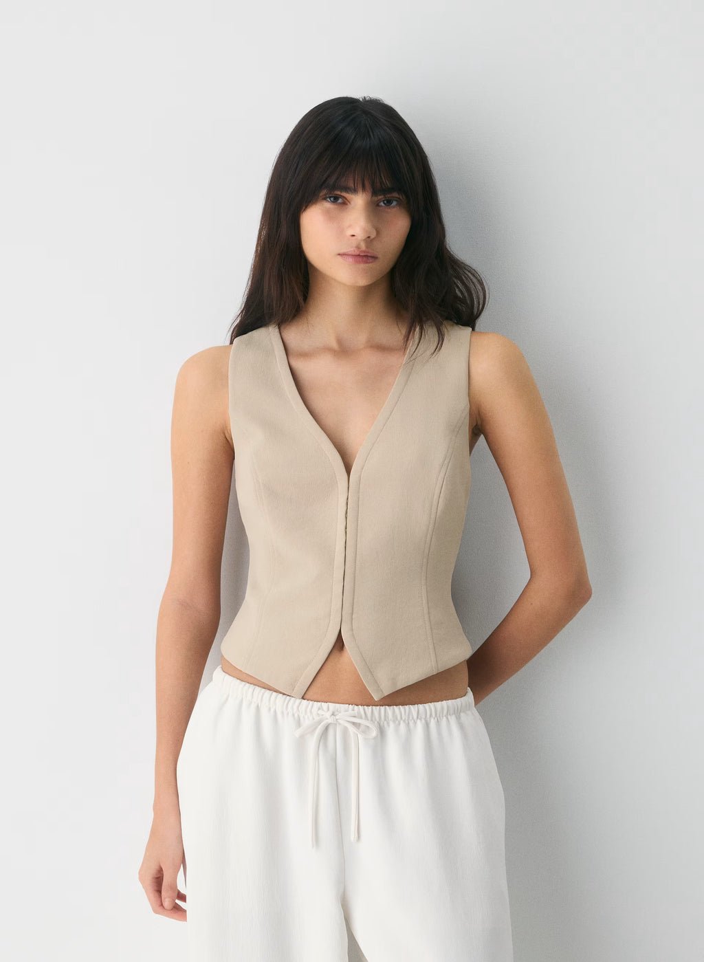 Lined Tailored Suit Vest - Olive