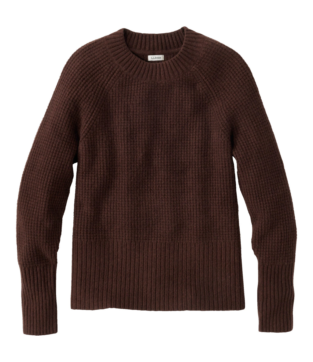 Women's Waffle Crewneck Sweater - Rustic Red