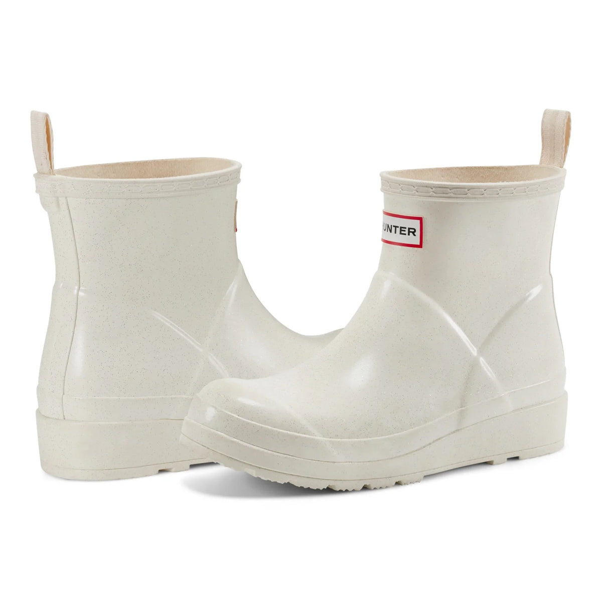 Women's Glitter Short Rain Boots - White