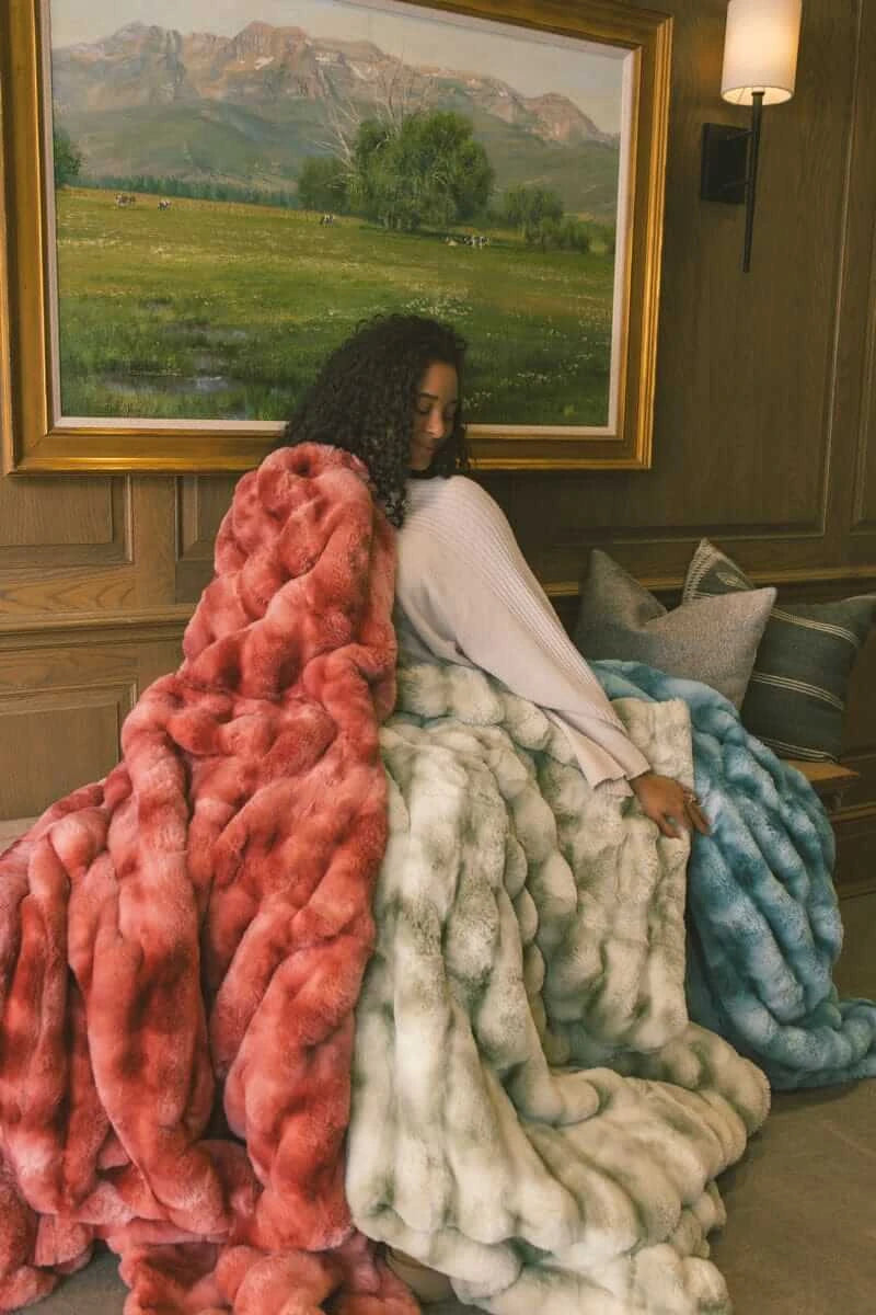 Heavy Plush Baby Blanket - Marbled Sage