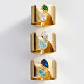 Personalized Two-Stone Open Band Ring - Gold