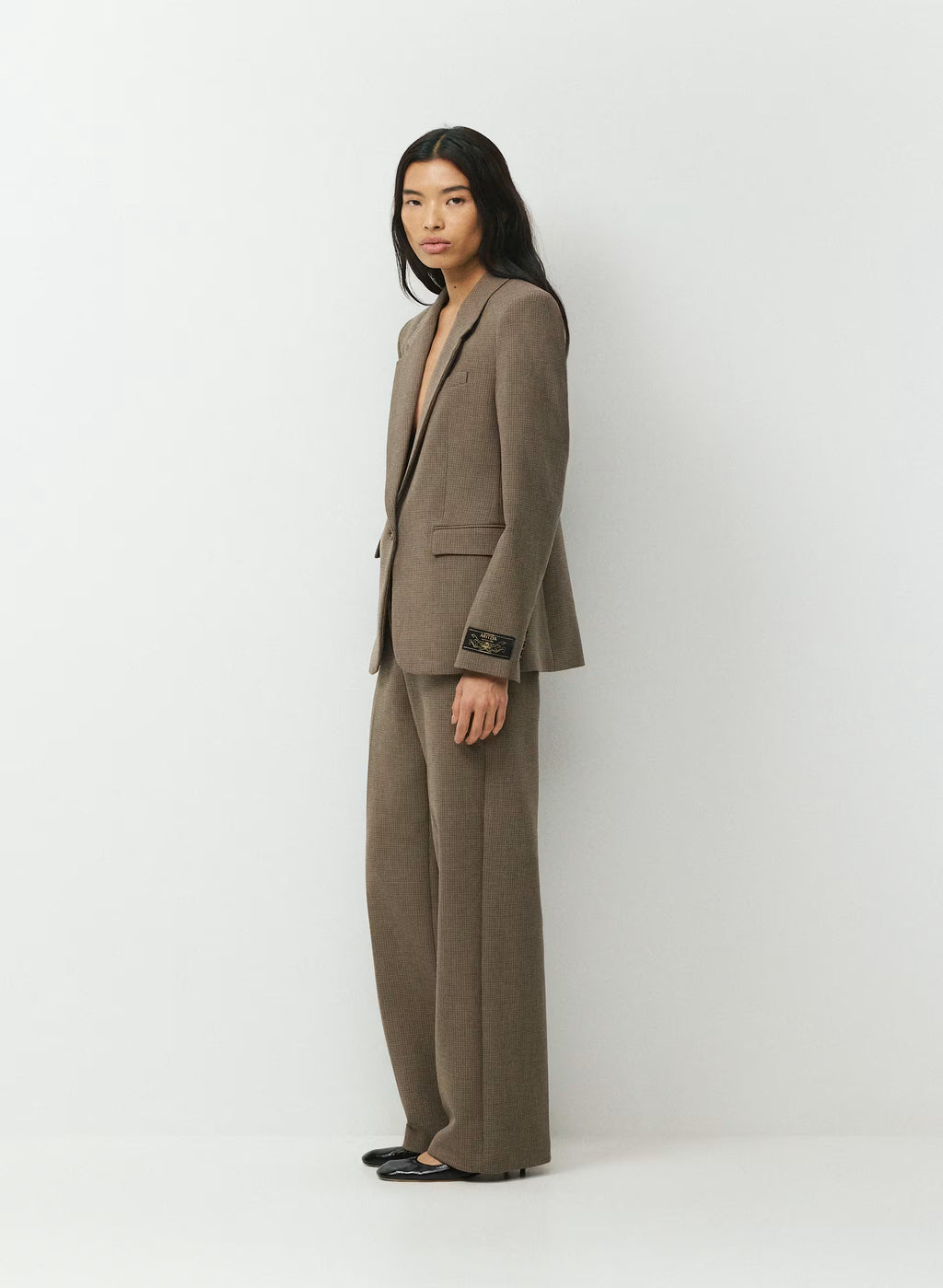 Single-Breasted Stretch Blazer - Check