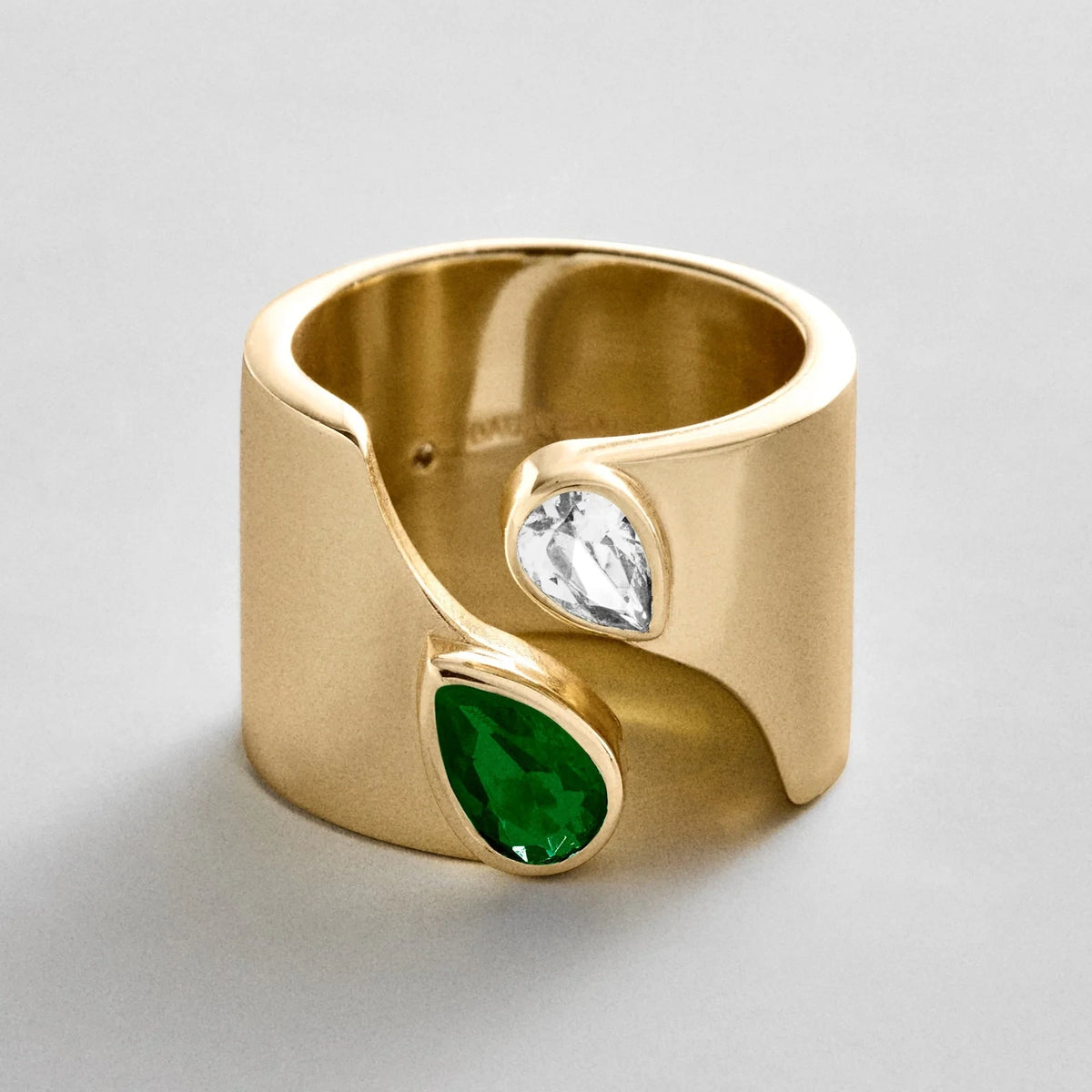 Personalized Two-Stone Open Band Ring - Gold