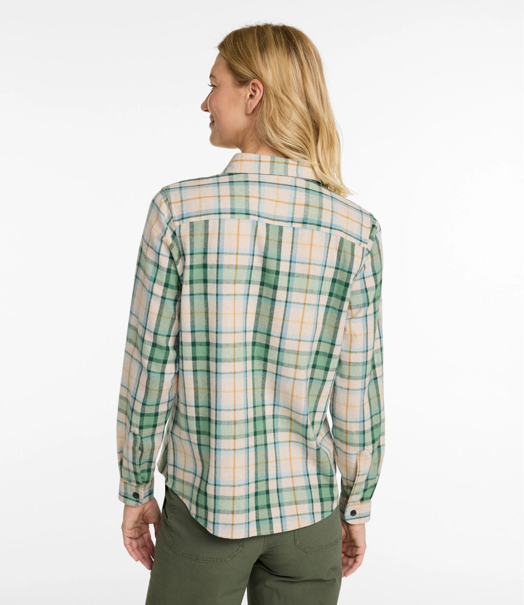Women's Cotton Flannel Shirt - Indigo Plaid