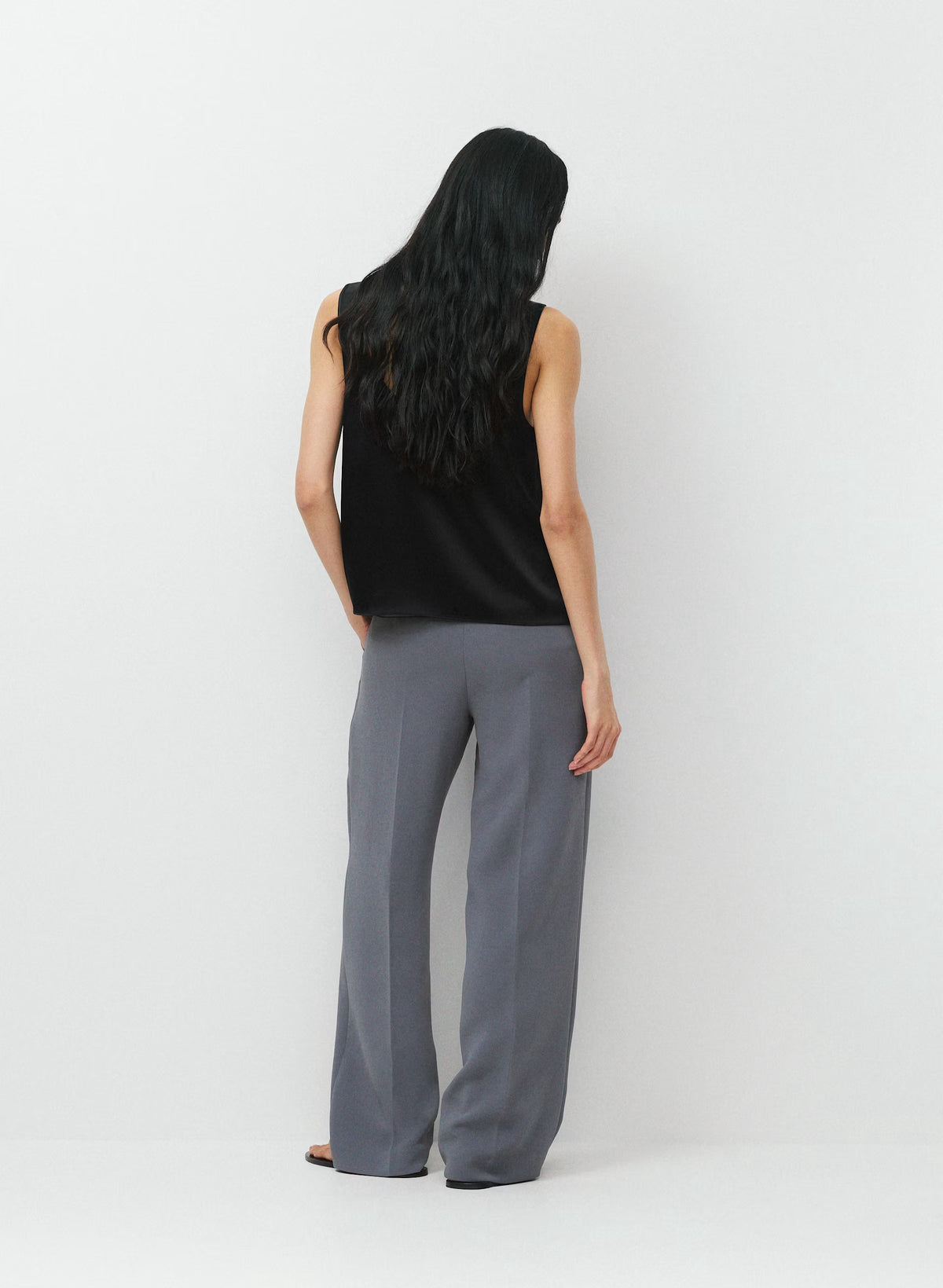 High-Rise Wide-Leg Crepe Trousers - Sand