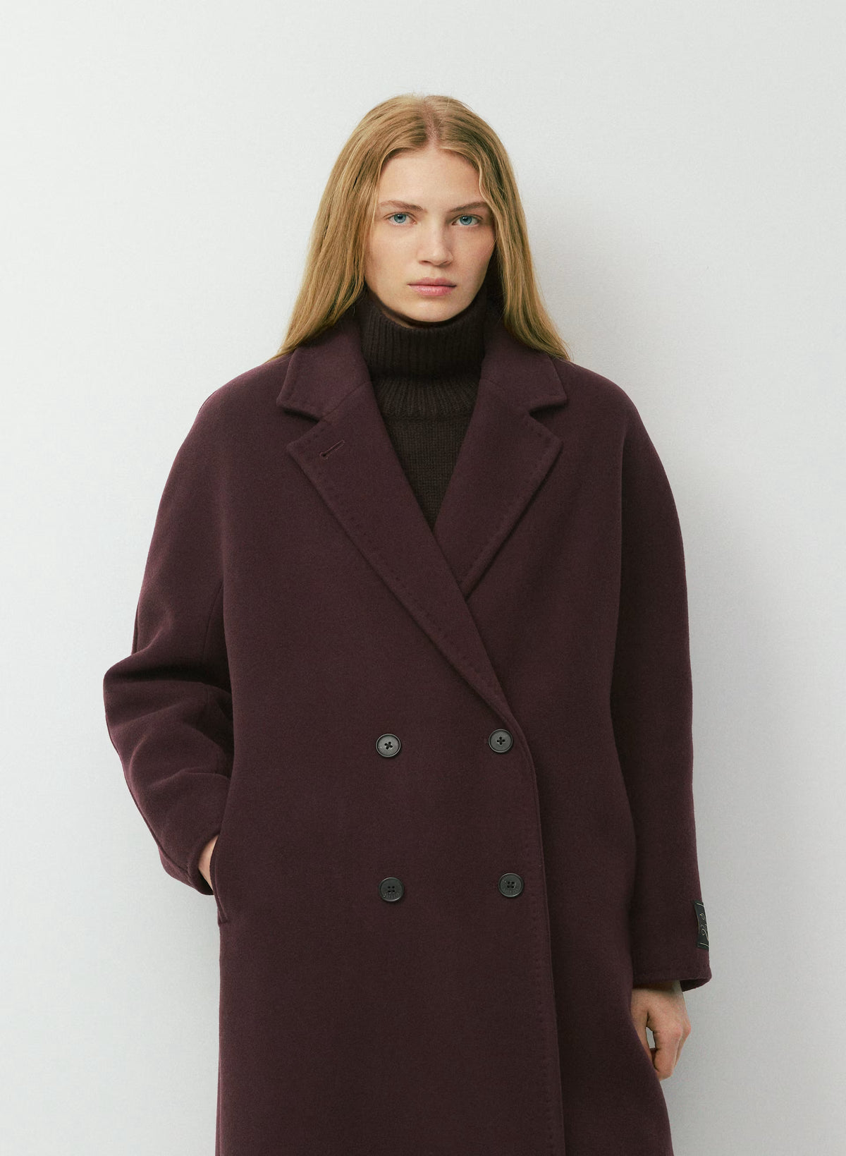 Double-Breasted Wool Cashmere Coat - Herringbone