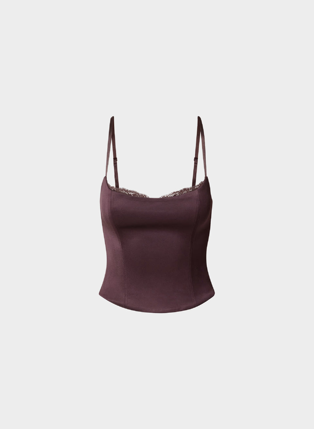 Lace-Trim Stretch Satin Bustier - Plum