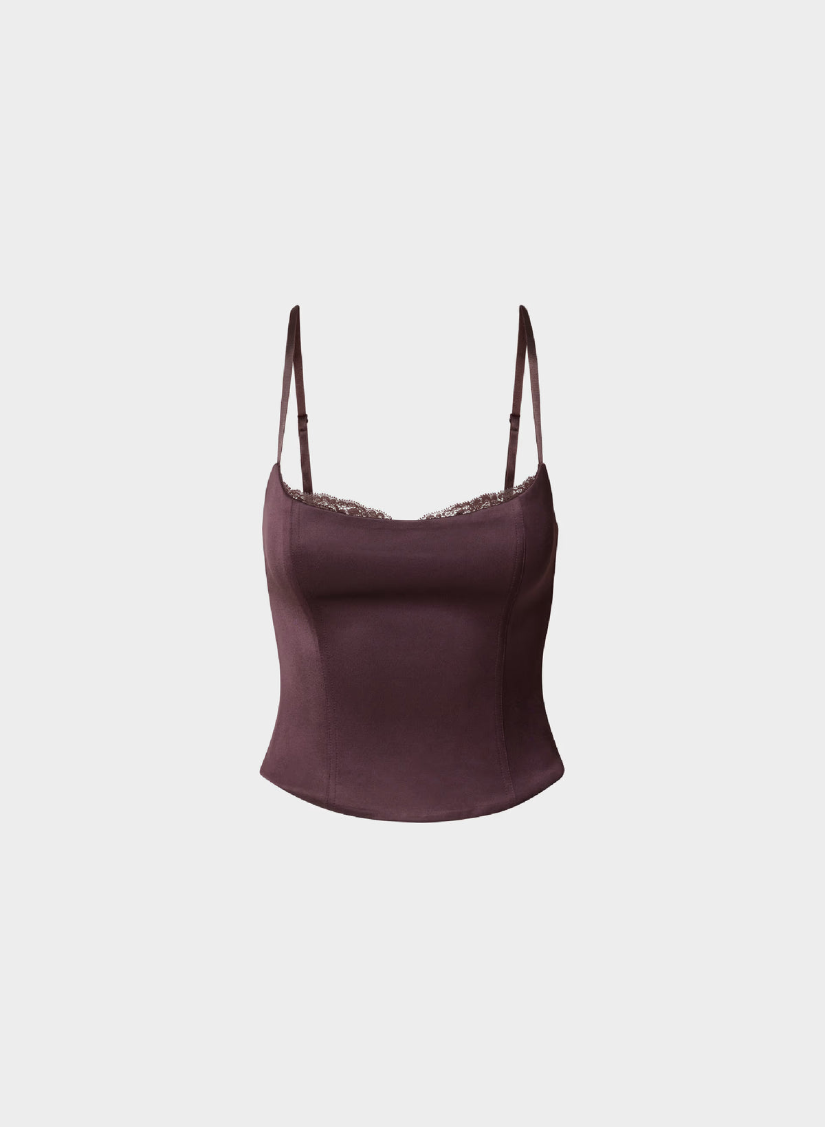 Lace-Trim Stretch Satin Bustier - Plum