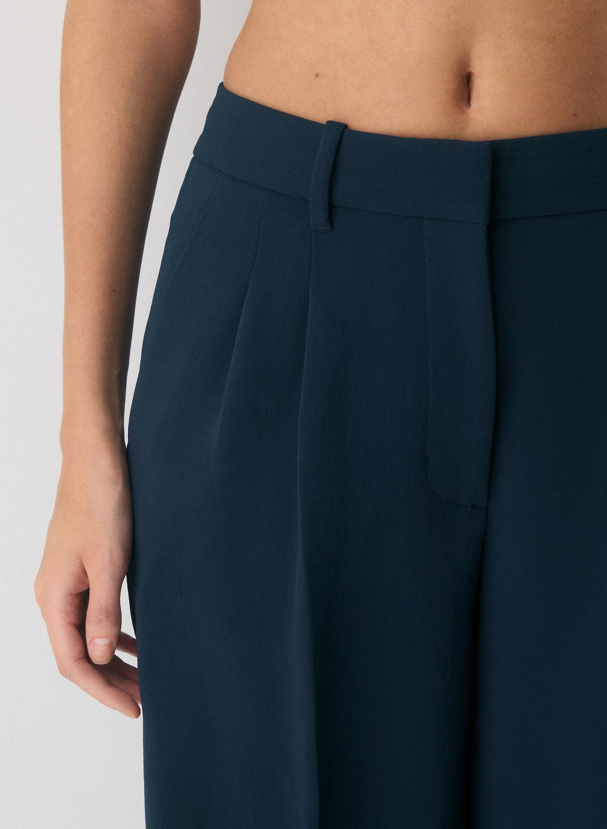 High-Rise Wide-Leg Crepe Trousers - Sand