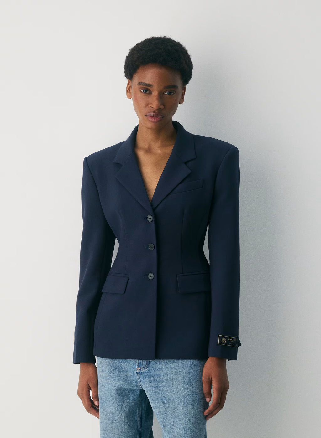 Single-Breasted Stretch Blazer - Brown Check