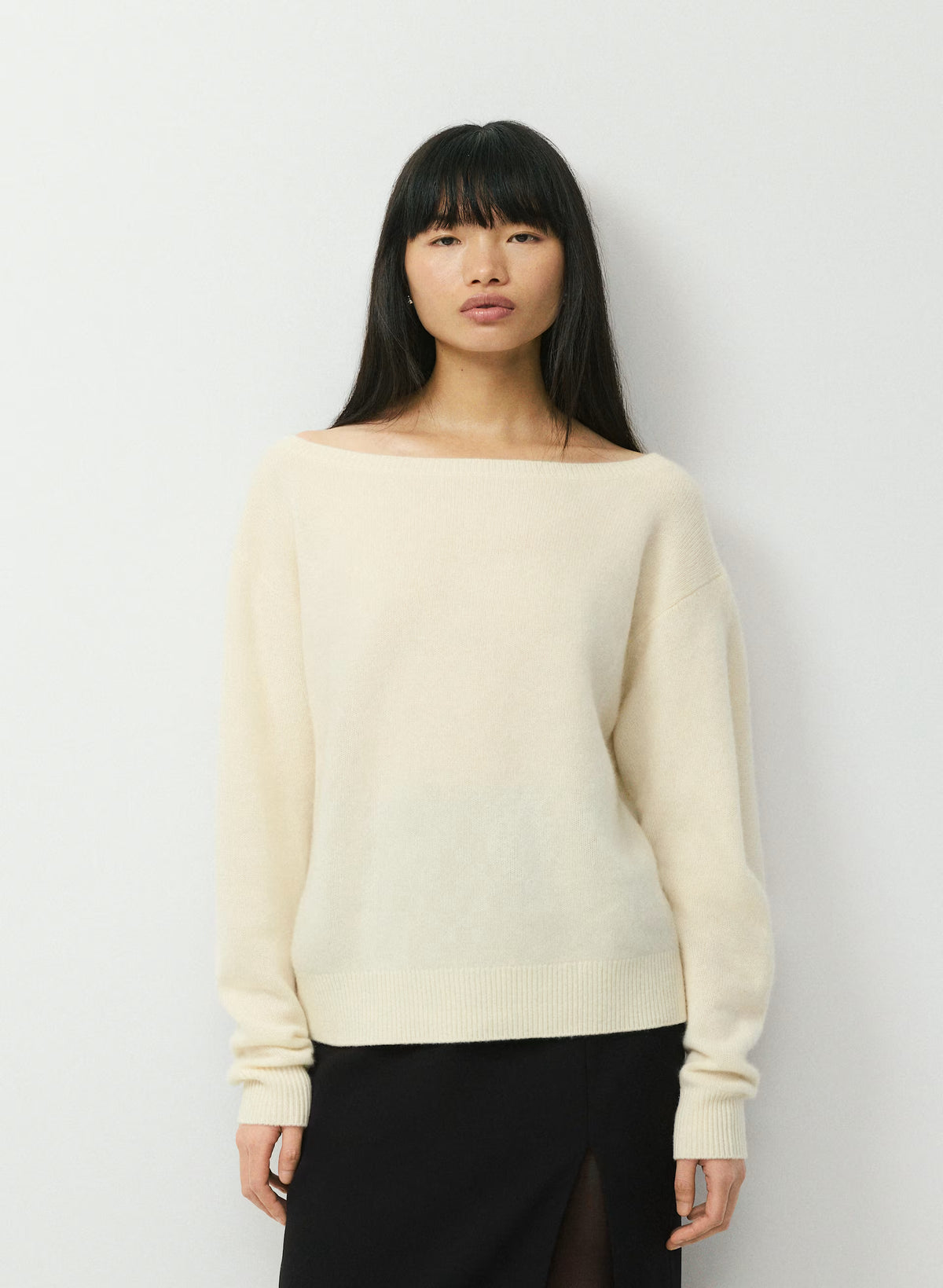 Cashmere Boatneck Sweater - Heather Gray