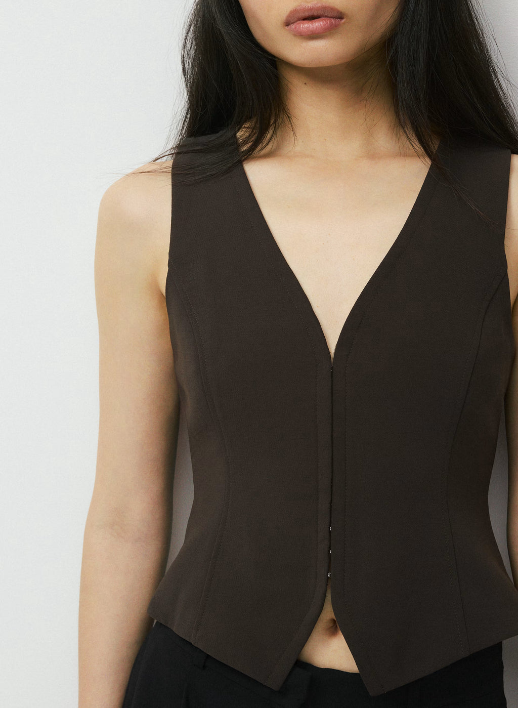 Lined Tailored Suit Vest - Olive