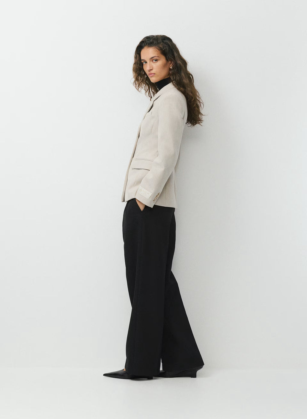Single-Breasted Stretch Blazer - Brown Check
