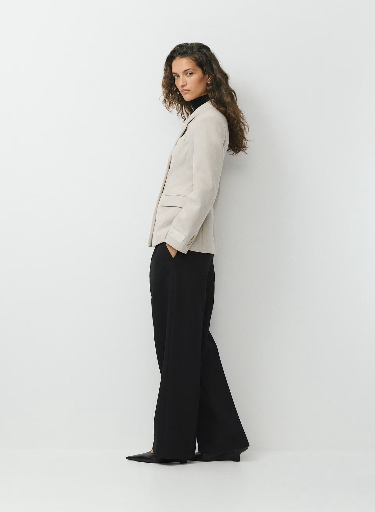 Single-Breasted Stretch Blazer - Brown Check