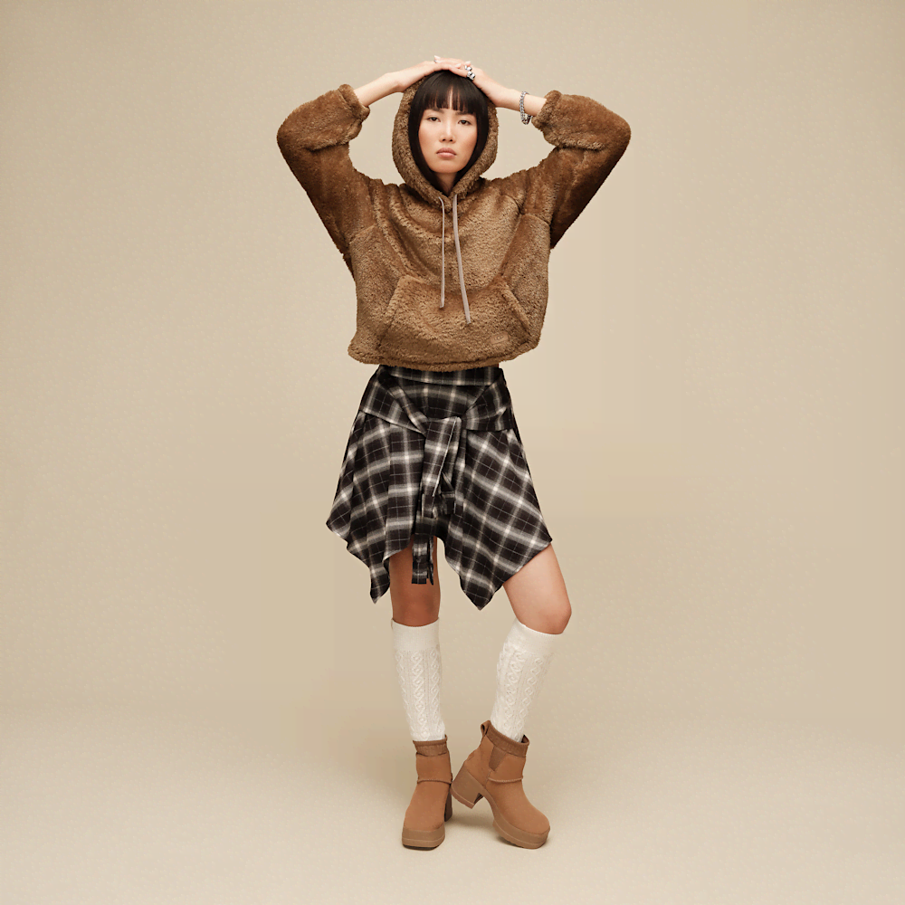 Women's Oversized Fleece Hoodie - Coffee Grounds