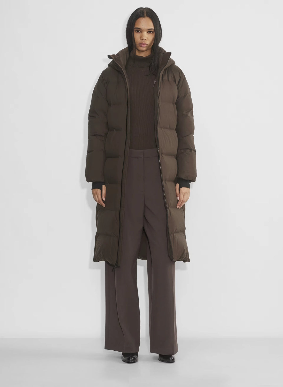 Waterproof Long Down Puffer Coat - Gray
