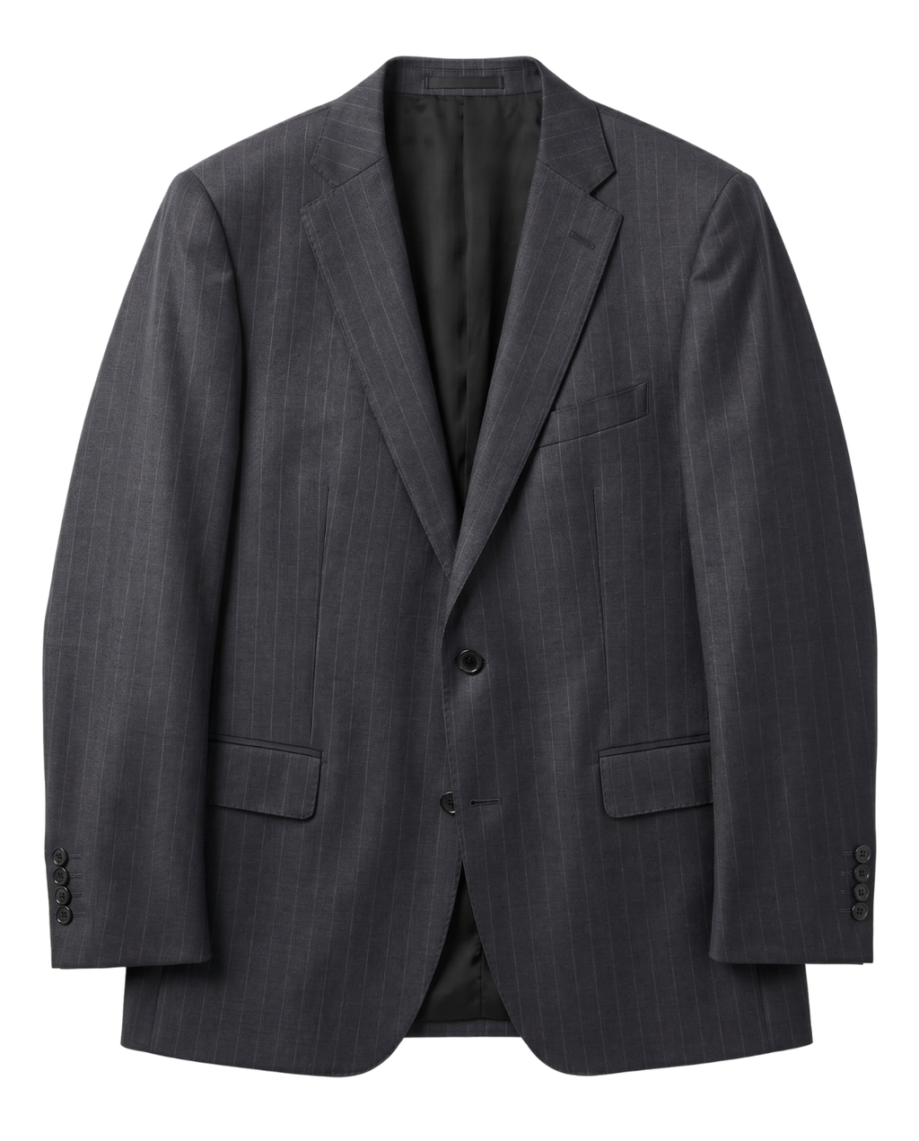 Men's Charcoal Gray Pinstriped Classic Fit Wool 2-Button Suit