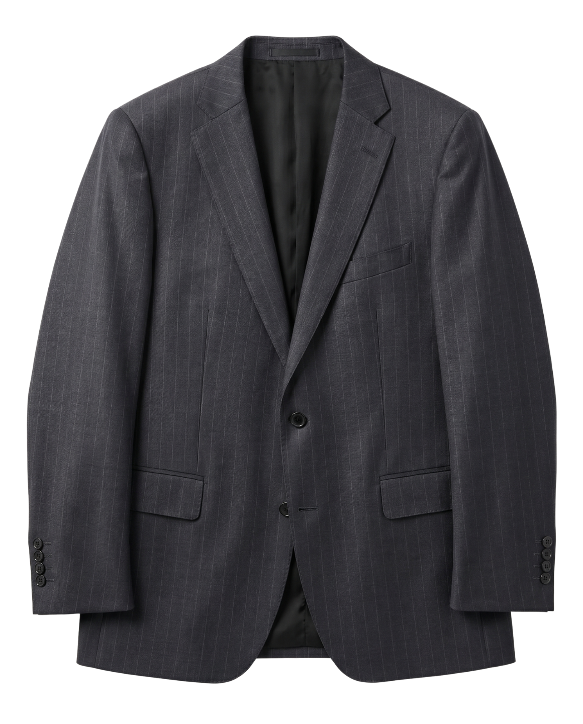 Men's Charcoal Gray Pinstriped Classic Fit Wool 2-Button Suit