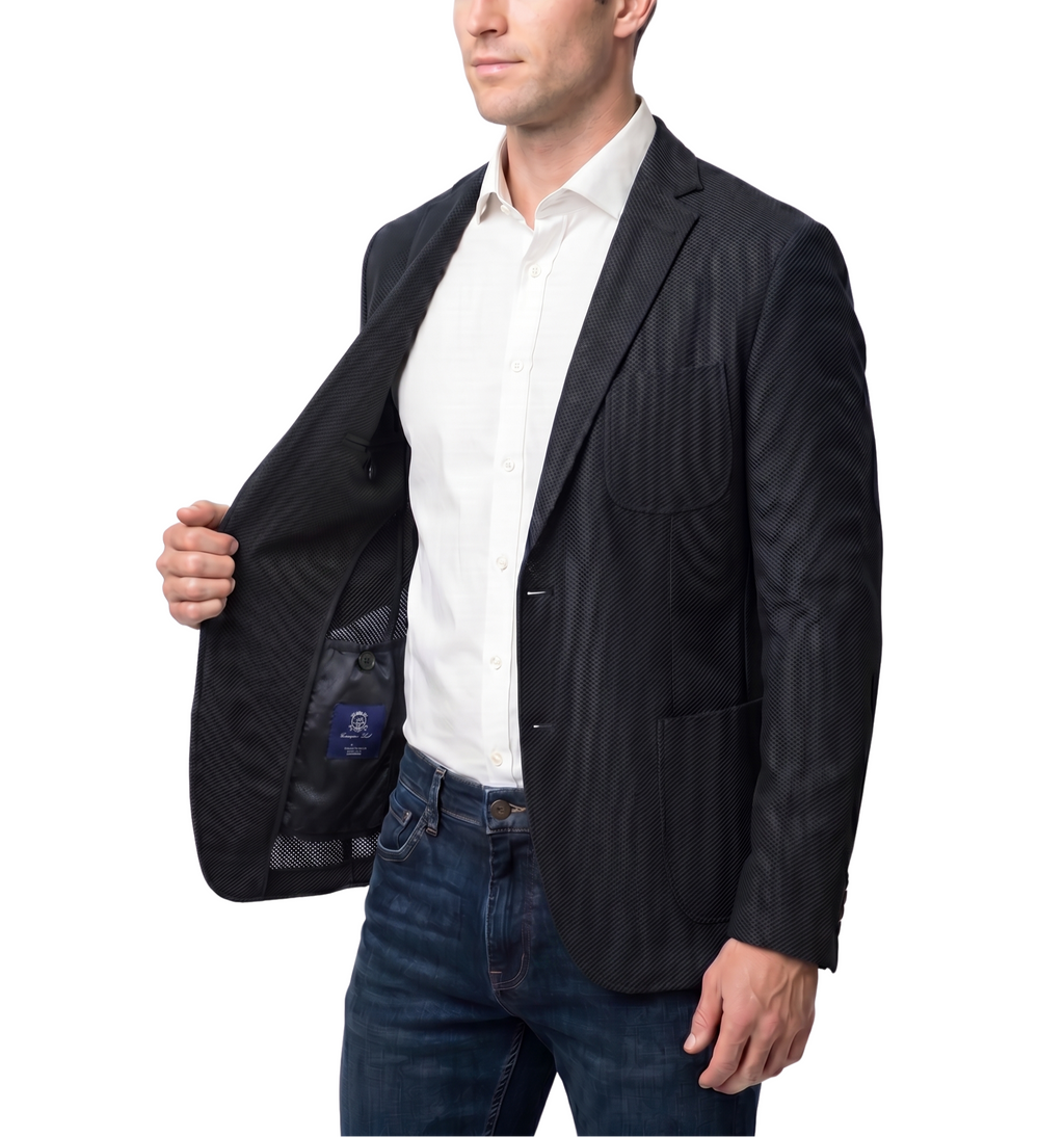 Men's Black Technical Weave Slim Fit 4 Way Stretch Air Blazer