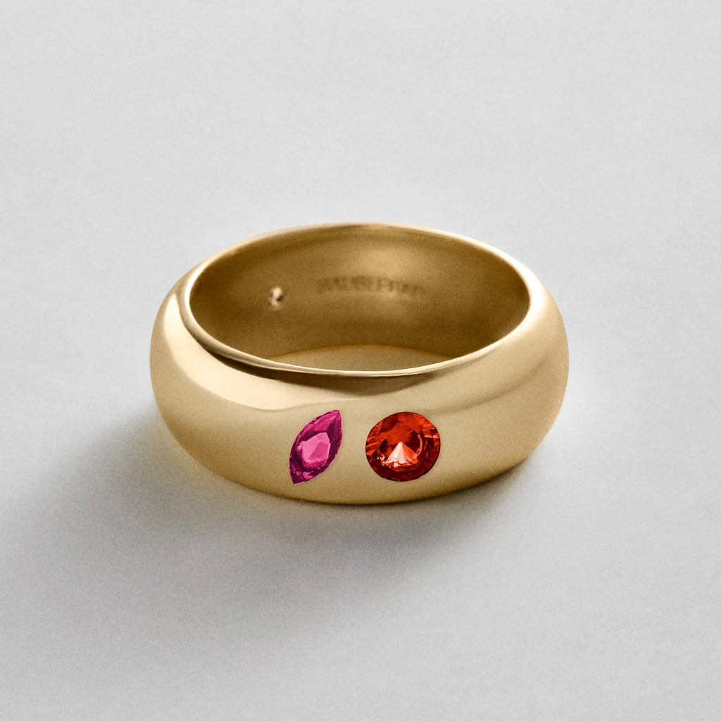 Custom Two-Stone Gold-Plated Band Ring