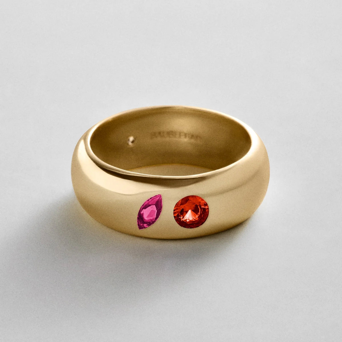 Custom Two-Stone Gold-Plated Band Ring