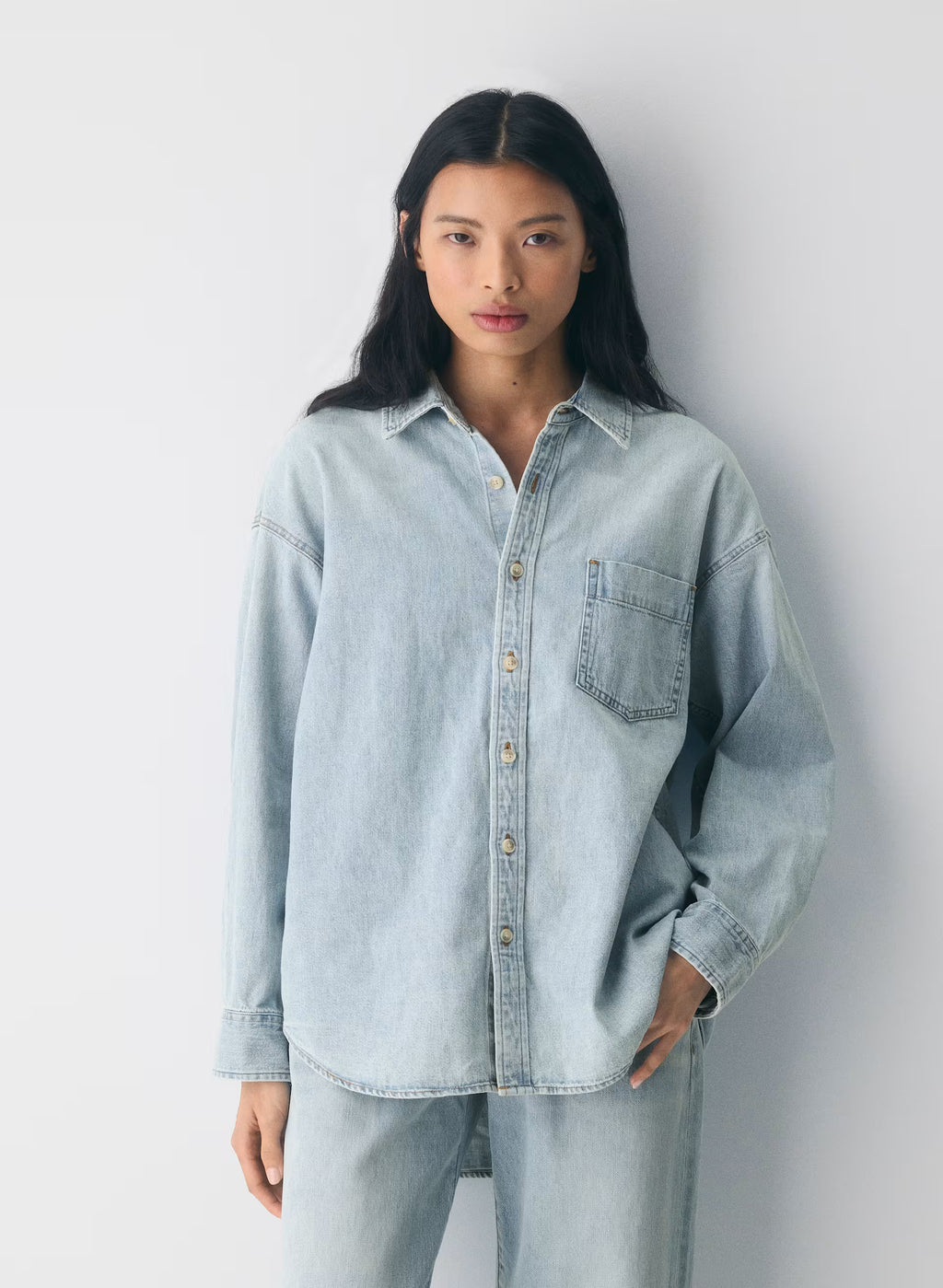 Oversized Hemp Blend Denim Shirt - Indigo