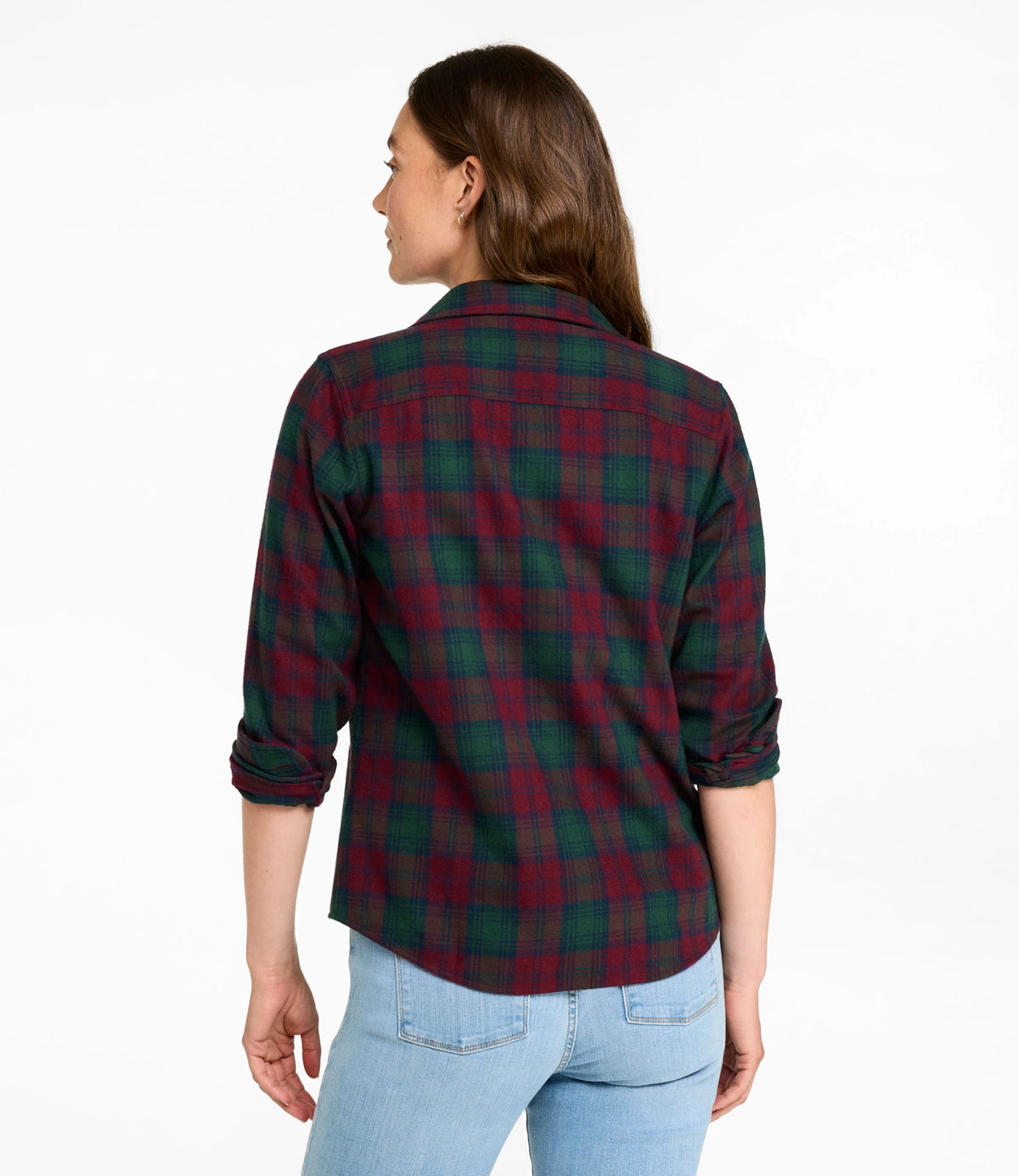 Women's Cotton Flannel Shirt - Indigo Plaid