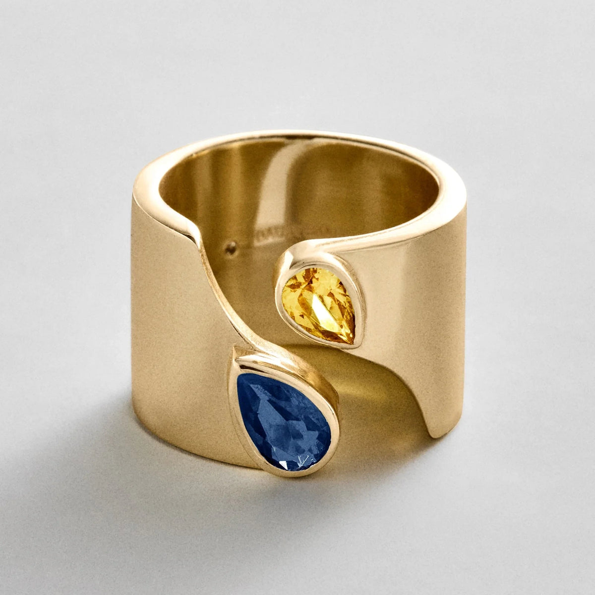 Personalized Two-Stone Open Band Ring - Gold