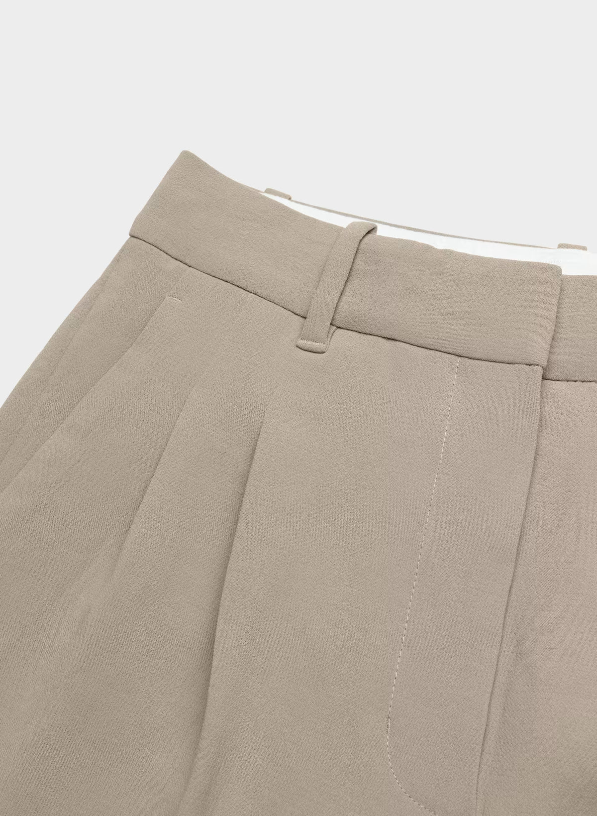 High-Rise Wide-Leg Crepe Trousers - Sand