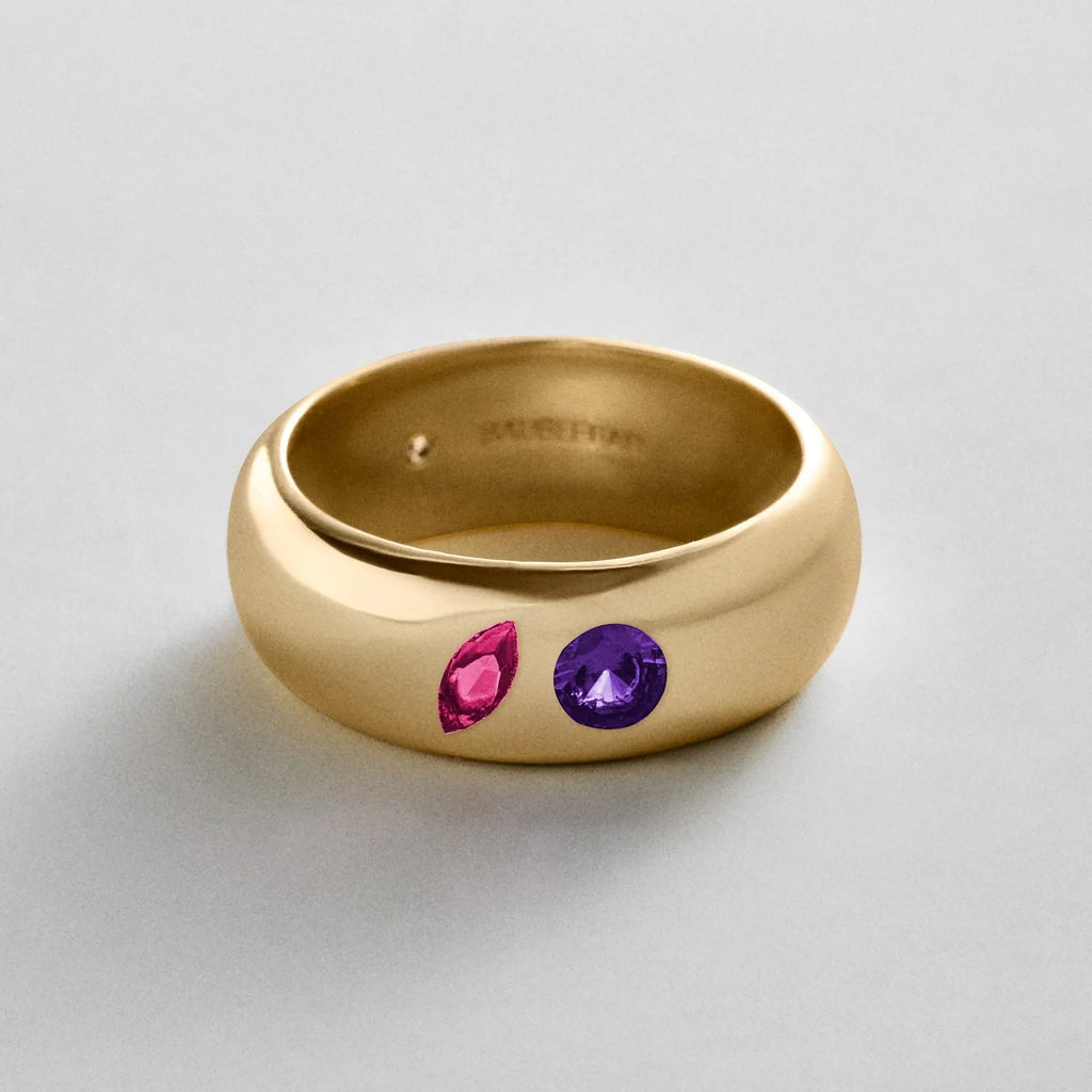 Custom Two-Stone Gold-Plated Band Ring