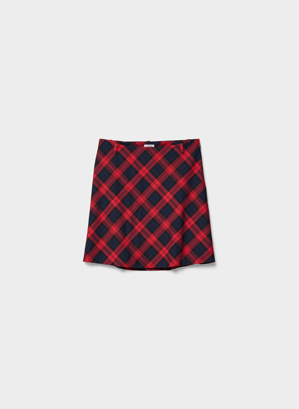 Low-Rise Knee-Length Twill Skirt - Navy Plaid
