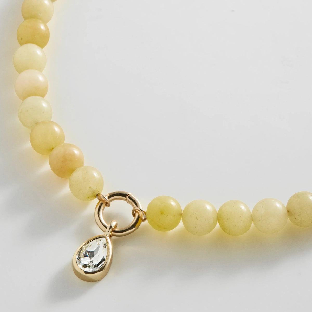 Yellow Beaded Charm Ring Necklace