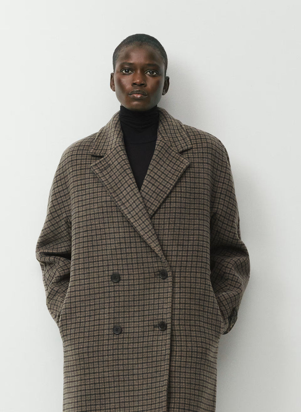 Double-Breasted Wool Cashmere Coat - Herringbone