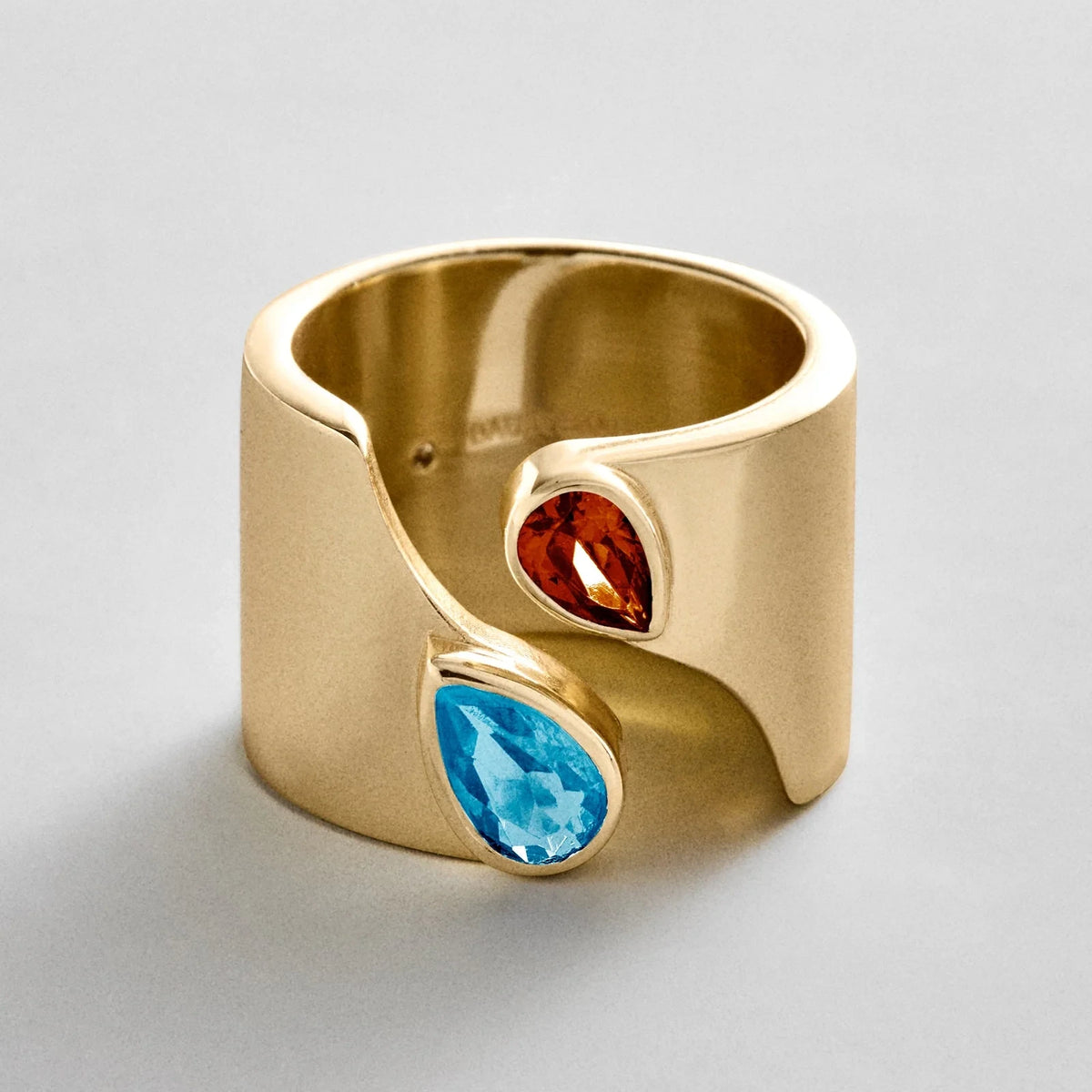 Personalized Two-Stone Open Band Ring - Gold