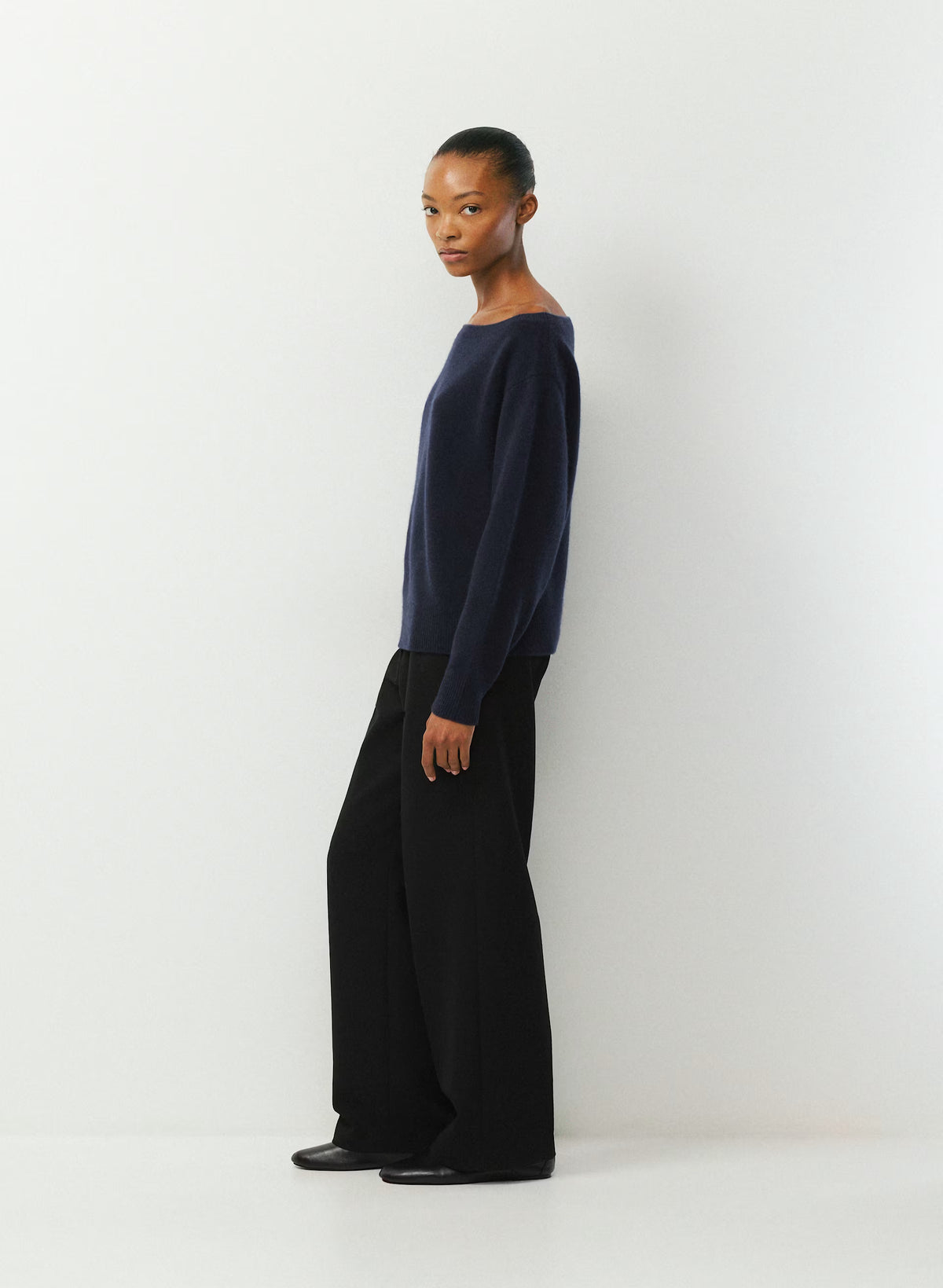 Cashmere Boatneck Sweater - Heather Gray