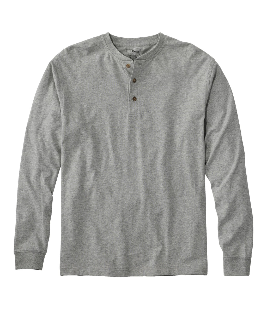 Men's Long-Sleeve Cotton Henley Shirt - Blue