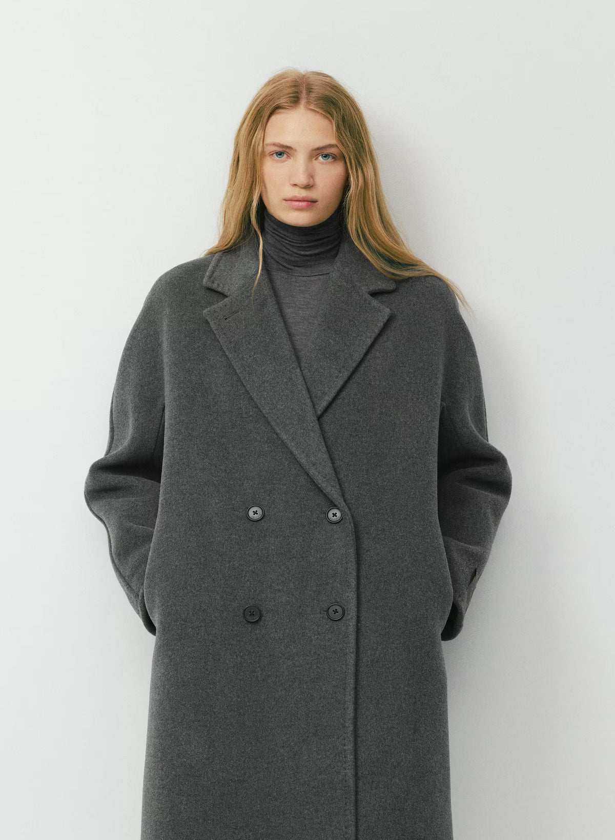 Double-Breasted Wool Cashmere Coat - Herringbone