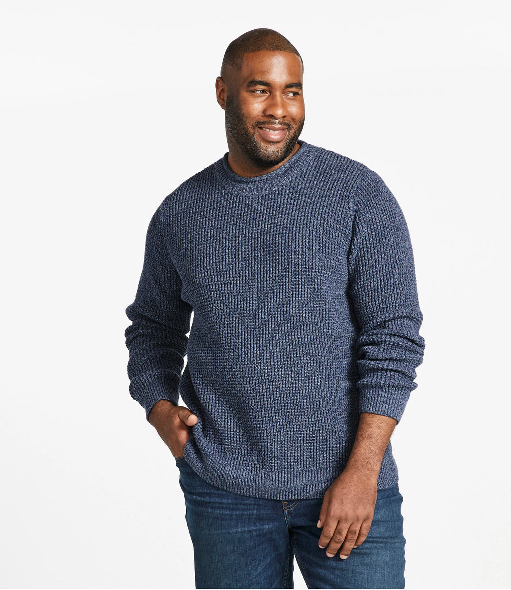 Men's Organic Cotton Waffle Knit Sweater - Indigo