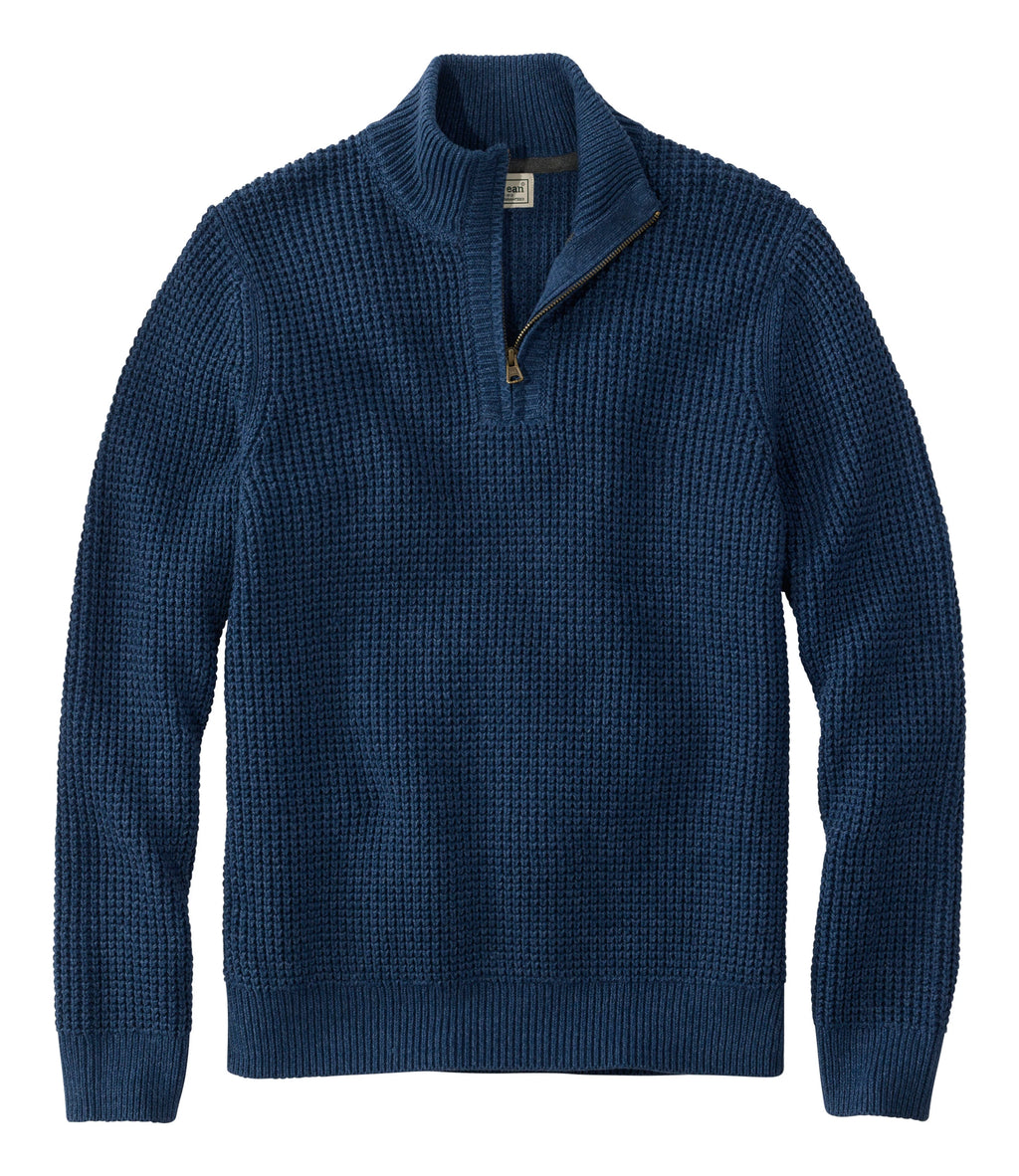Men's Organic Cotton Waffle Quarter-Zip Sweater