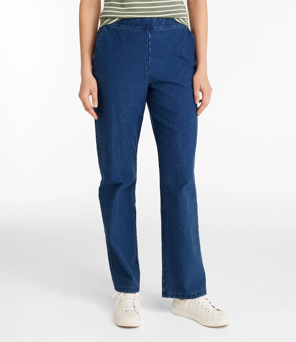 Women's Fleece-Back Straight Leg Denim Pants - Indigo