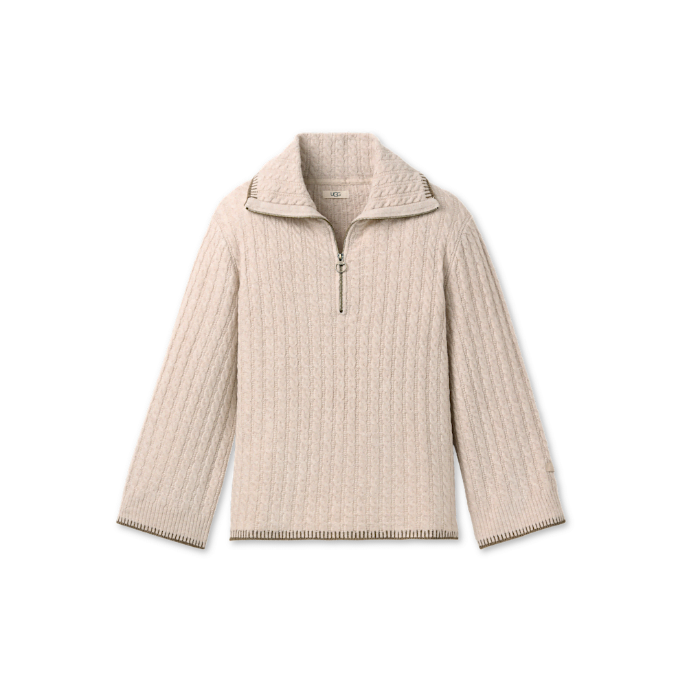 Women's Cable Knit Quarter-Zip Sweater - Oatmeal