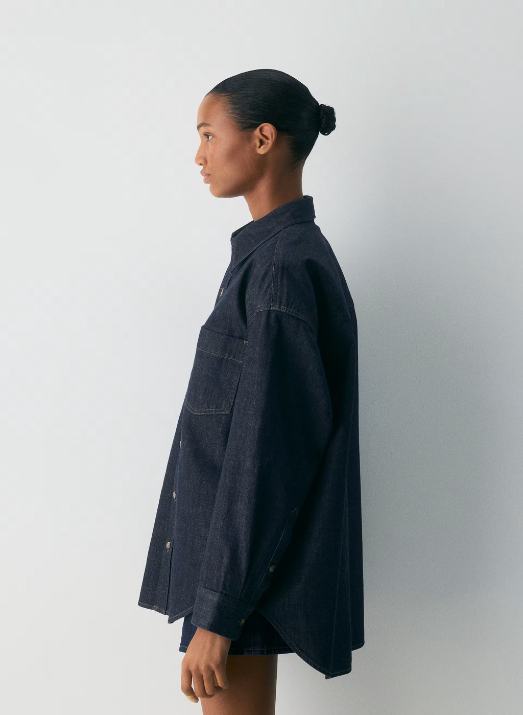 Oversized Hemp Blend Denim Shirt - Indigo