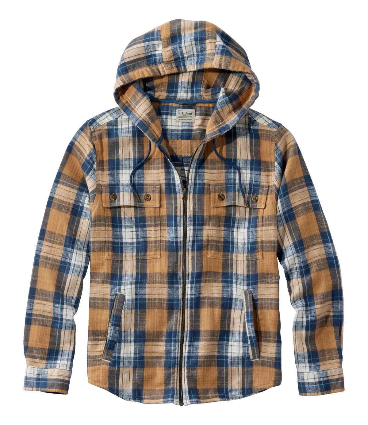 Men's Hooded Flannel Shirt Jacket - Tan Plaid