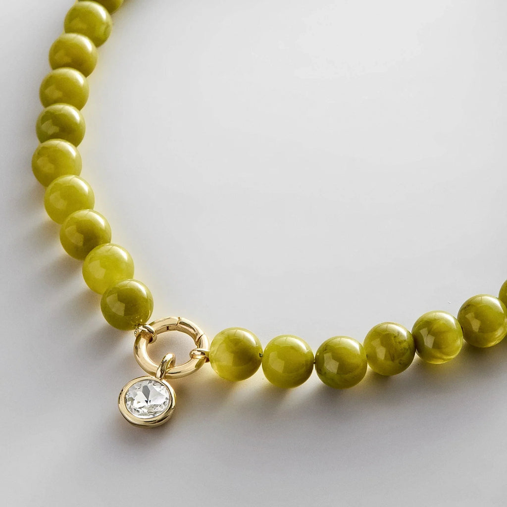 Olive Beaded Interchangeable Charm Necklace