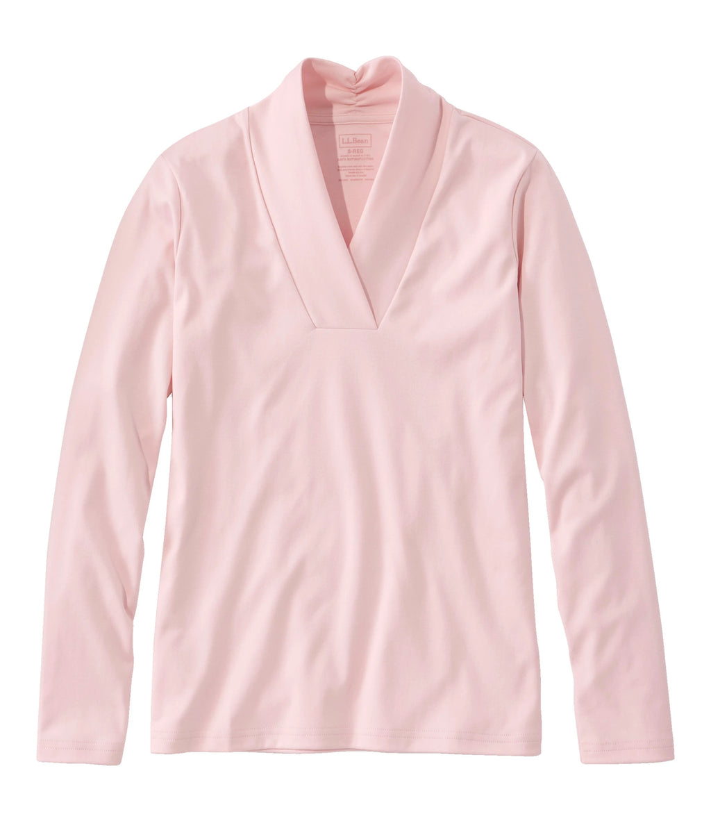 Women's Pima Cotton Shawl Collar T-Shirt - Blue