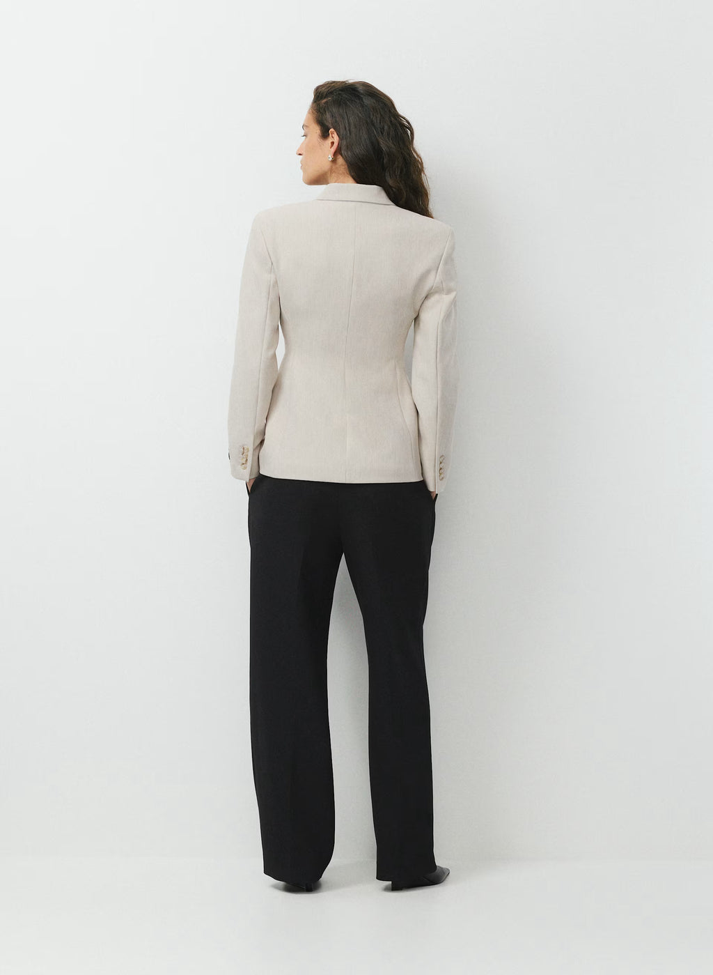 Single-Breasted Stretch Blazer - Brown Check