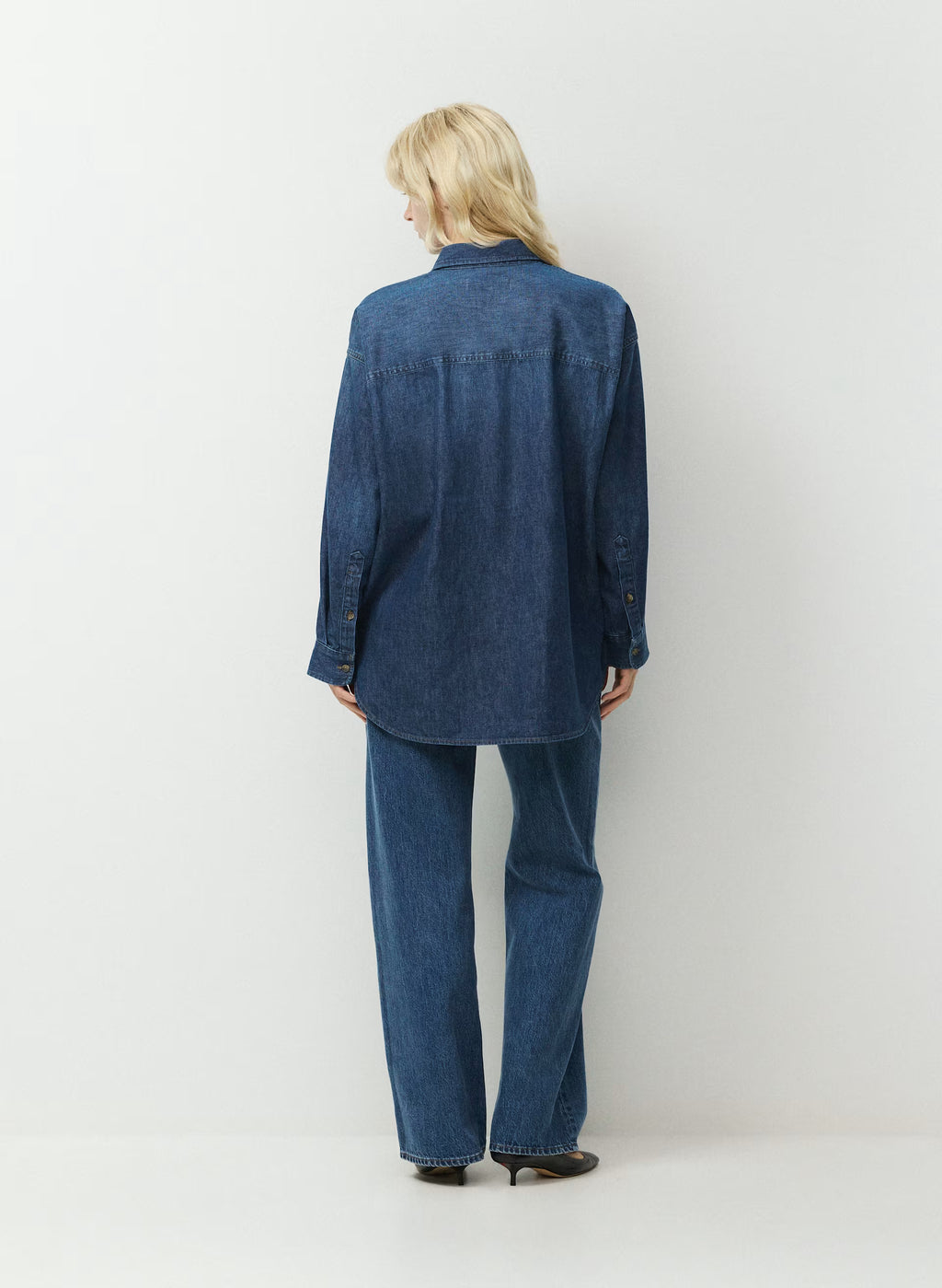 Oversized Hemp Blend Denim Shirt - Indigo