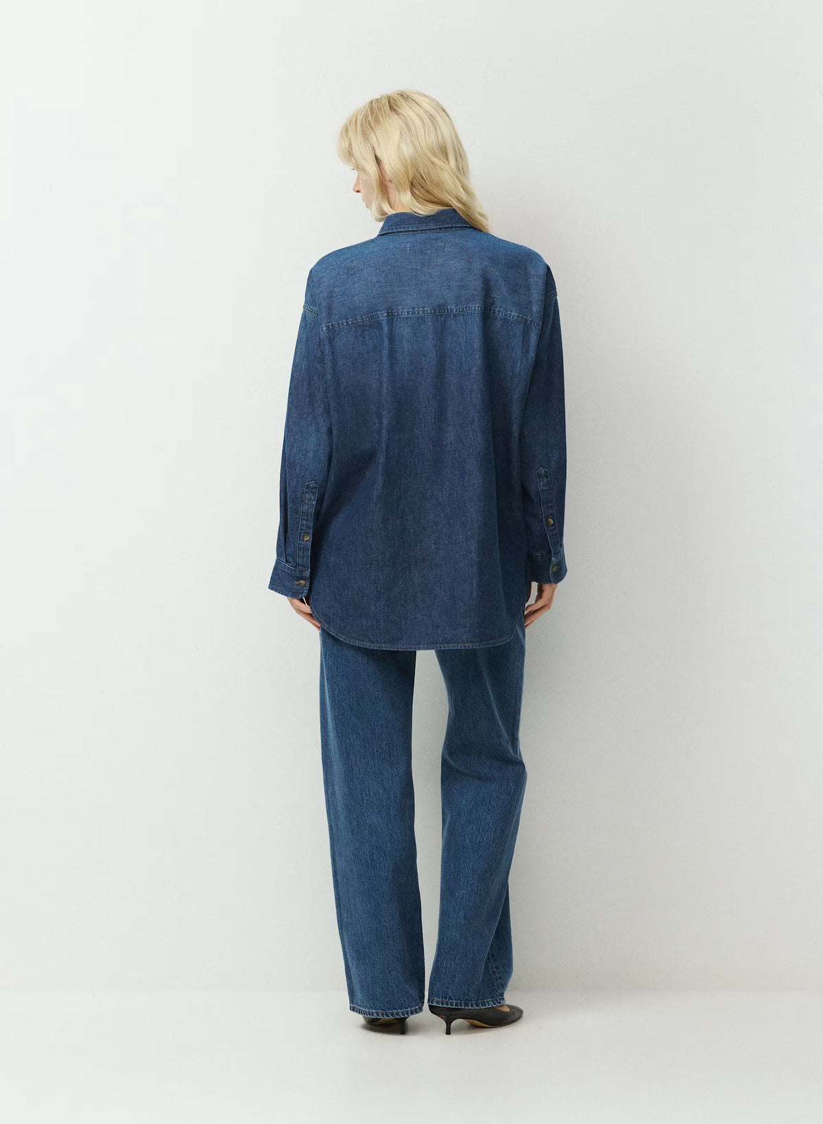 Oversized Hemp Blend Denim Shirt - Indigo