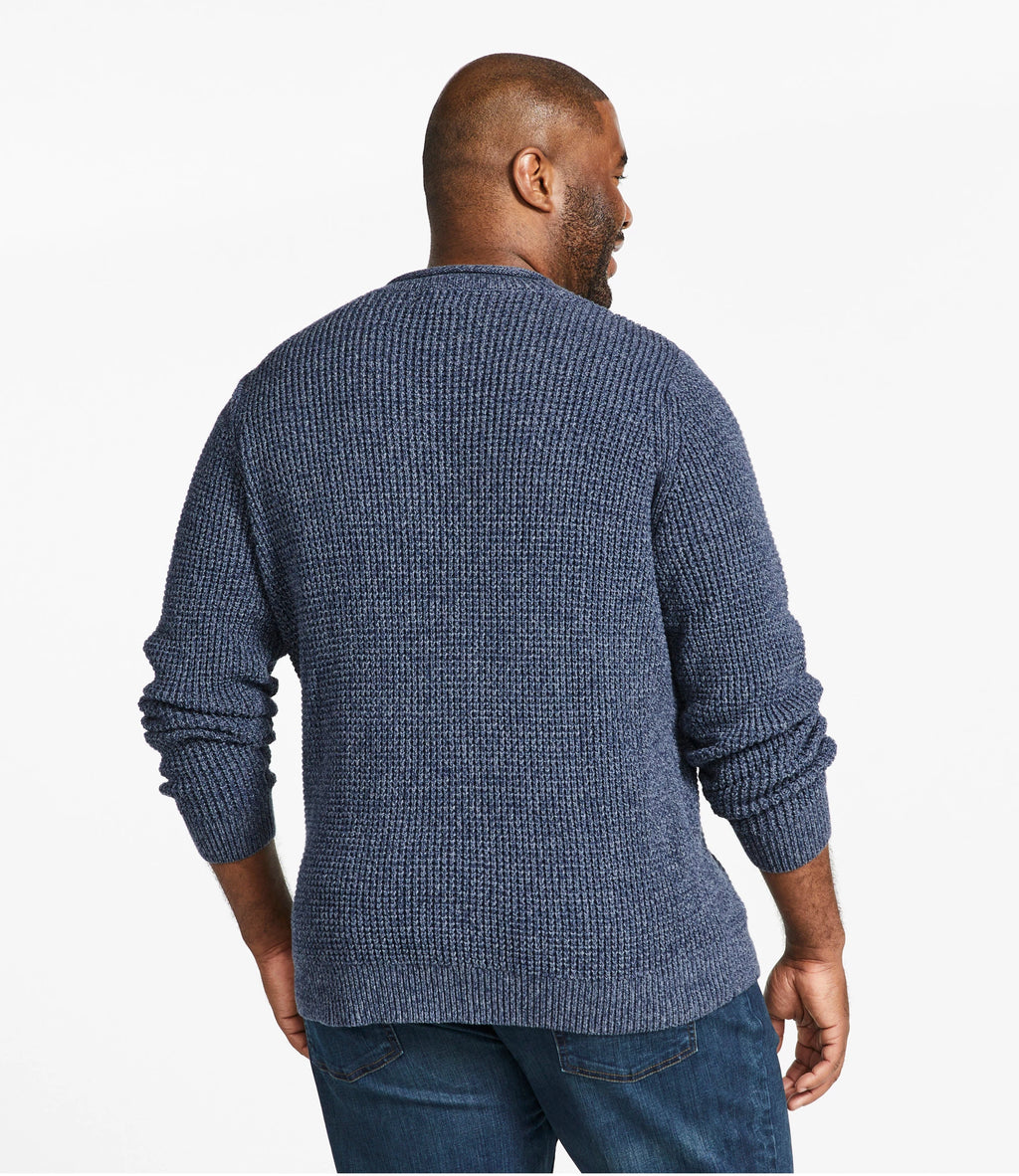 Men's Organic Cotton Waffle Knit Sweater - Indigo