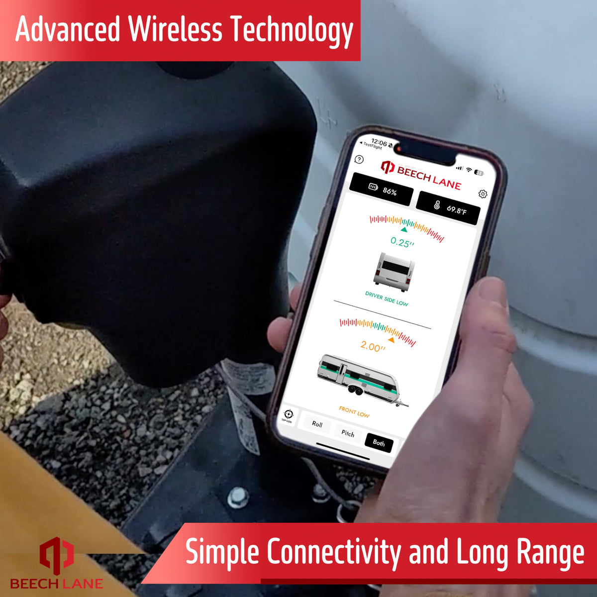 Beech Lane Wireless RV Leveling System, Made in the USA, User-Friendly Phone App With Real-Time Precise Leveling Measurements, Advanced Wireless
